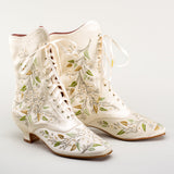 Flora Embroidered Boots Wide (Ivory)