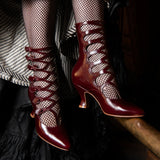 Cleo Edwardian Boots Wide (Black Cherry)