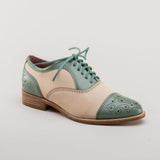 Gladys Vintage Cap Toe Oxfords (Sage/Buff)
