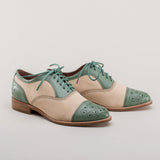 Gladys Vintage Cap Toe Oxfords (Sage/Buff)