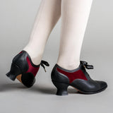 Lucille Edwardian Oxfords (Black/Burgundy)